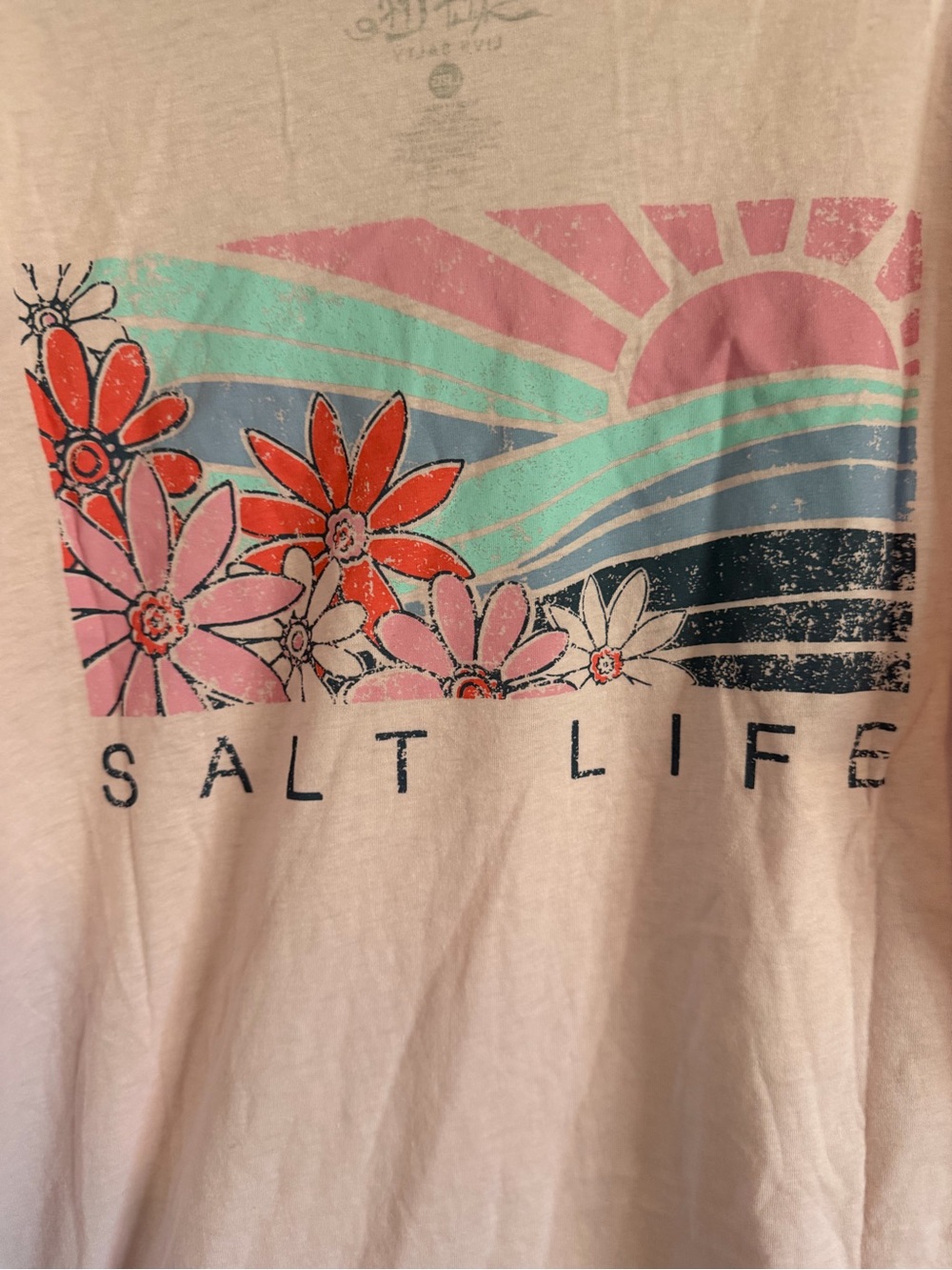 Salt Life Sunflower Wave Tee - Pink, Coral & Teal